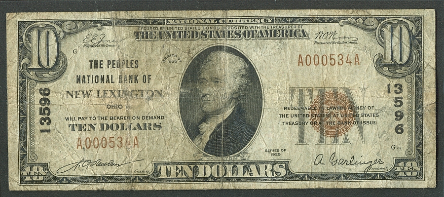 New Lexington, OH, The Peoples NB, Charter #135961929T1 $10